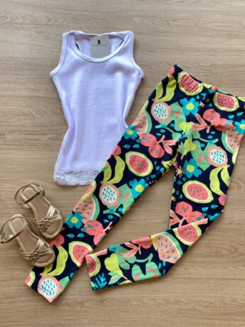 Blusa Regata Infantil Feminina Tradicional Detalhe em Renda Branca Fernanda Ramos Kids