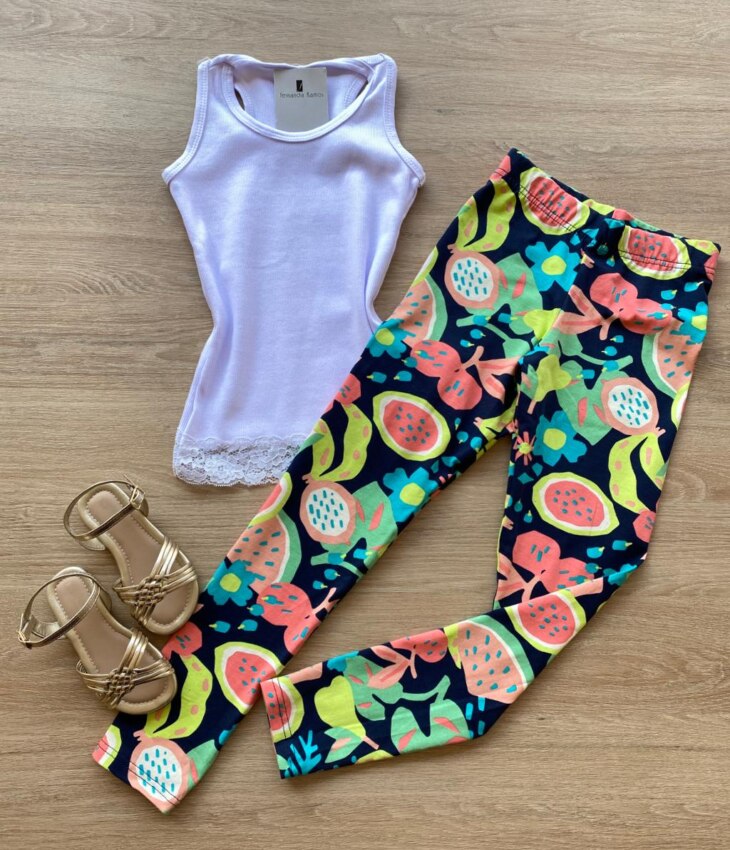 Blusa Regata Infantil Feminina Tradicional Detalhe em Renda Branca Fernanda Ramos Kids