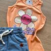 fernandaramoskids com br Blusa Regata Infantil Feminina Tradicional Estampada Laranja 1