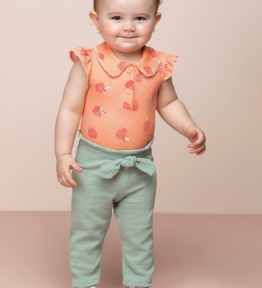 Body Infantil Feminino Estampa de Frutinhas Laranja Fernanda Ramos Kids