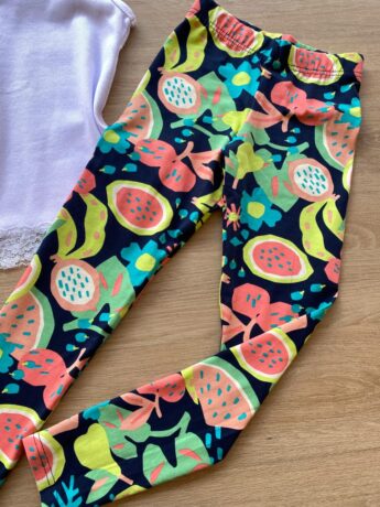 fernandaramoskids com br Calça Legging Infantil Feminina Estampada Fundo Azul Marinho 1