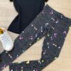 fernandaramoskids com br Calça Legging Infantil Feminina Estampada Xadrez Preta 1