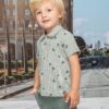 fernandaramoskids com br Camisa Infantil Masculina Manga Curta Estampada Verde 1