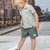 Camisa Infantil Masculina Manga Curta Estampada Verde Fernanda Ramos Kids