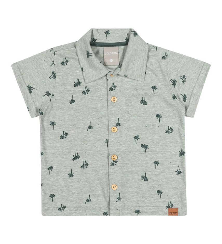 fernandaramoskids com br Camisa Infantil Masculina Manga Curta Estampada Verde 2