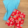 fernandaramoskids com br Conjunto Infantil Feminino Blusa Azul e Bermuda Estampa Frutinhas 3