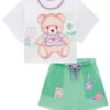 fernandaramoskids com br Conjunto Infantil Feminino Blusa Boxy Over e Short Verde 1