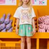 Conjunto Infantil Feminino Blusa Boxy Over e Short Verde Fernanda Ramos Kids