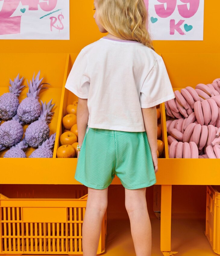 fernandaramoskids com br Conjunto Infantil Feminino Blusa Boxy Over e Short Verde 3