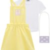 fernandaramoskids com br Conjunto Infantil Feminino Blusa Branca, Salopete Amarela e Bolsinha 1