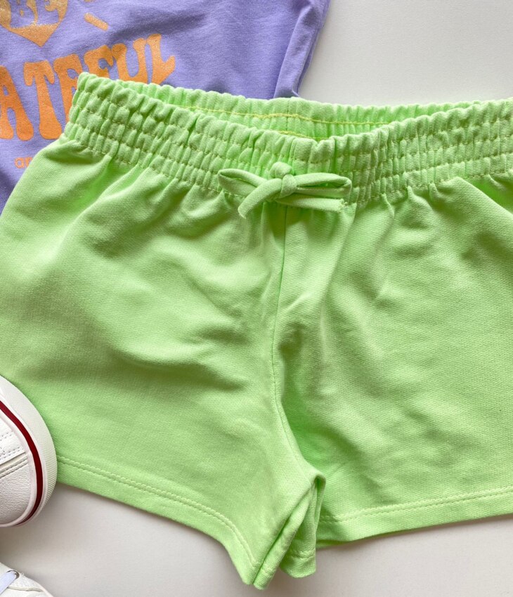 fernandaramoskids com br Conjunto Infantil Feminino Blusa com Elástico Lilás Short Verde 2