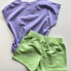 fernandaramoskids com br Conjunto Infantil Feminino Blusa com Elástico Lilás Short Verde 3