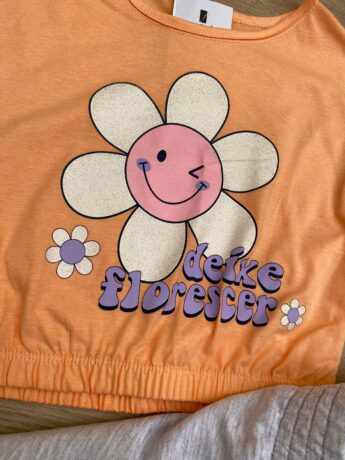 fernandaramoskids com br Conjunto Infantil Feminino Blusa com Elástico Salmão Short Cinza 1