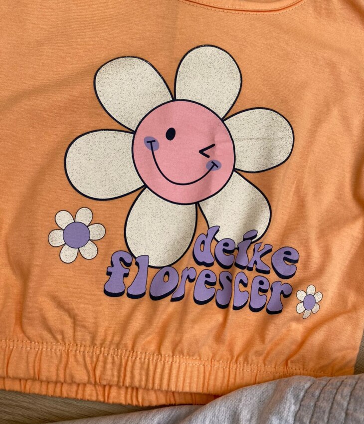 fernandaramoskids com br Conjunto Infantil Feminino Blusa com Elástico Salmão Short Cinza 1