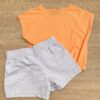 fernandaramoskids com br Conjunto Infantil Feminino Blusa com Elástico Salmão Short Cinza 3