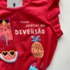 fernandaramoskids com br Conjunto Infantil Feminino Blusa com Estampa Rosa Escuro Short Azul 2