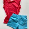fernandaramoskids com br Conjunto Infantil Feminino Blusa com Estampa Rosa Escuro Short Azul 4