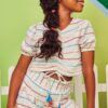 Conjunto Infantil Feminino Blusa Cropped Amarração e Short Fernanda Ramos Kids