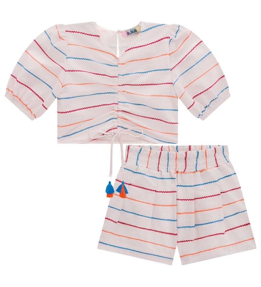 fernandaramoskids com br Conjunto Infantil Feminino Blusa Cropped Amarração e Short 2