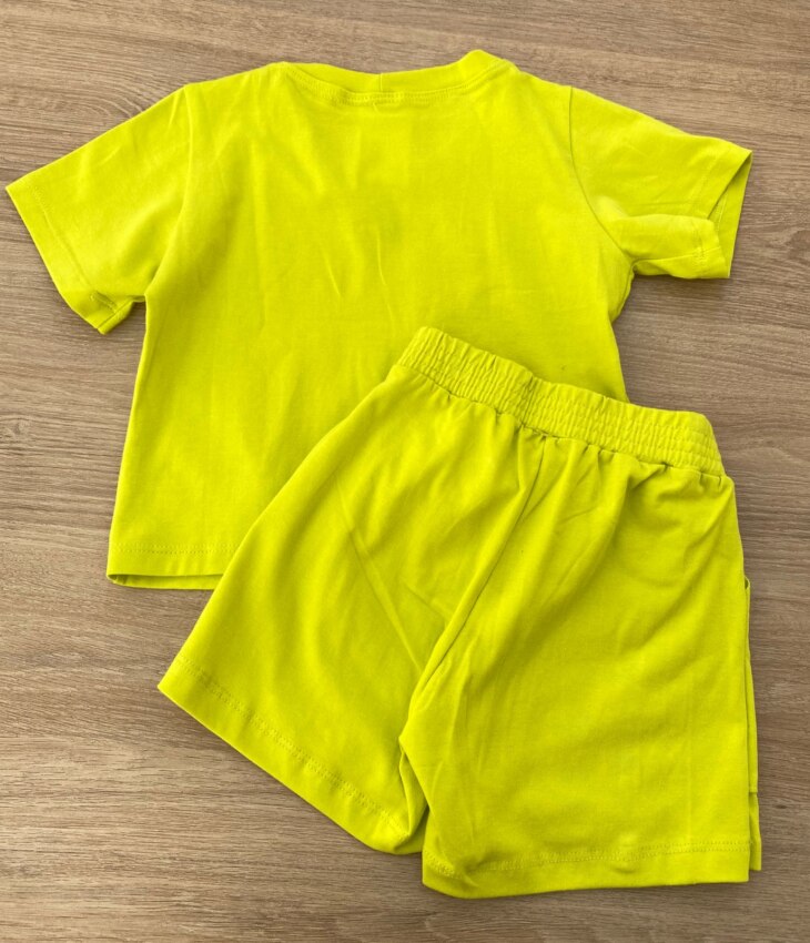 fernandaramoskids com br Conjunto Infantil Feminino Blusa Cropped Arco Iris e Short Saia Verde Lima 3