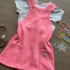 fernandaramoskids com br Conjunto Infantil Feminino Blusa Cropped Branca e Salopete Pink Flúor 1