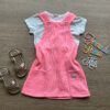 Conjunto Infantil Feminino Blusa Cropped Branca e Salopete Pink Flúor Fernanda Ramos Kids