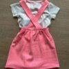 fernandaramoskids com br Conjunto Infantil Feminino Blusa Cropped Branca e Salopete Pink Flúor 2