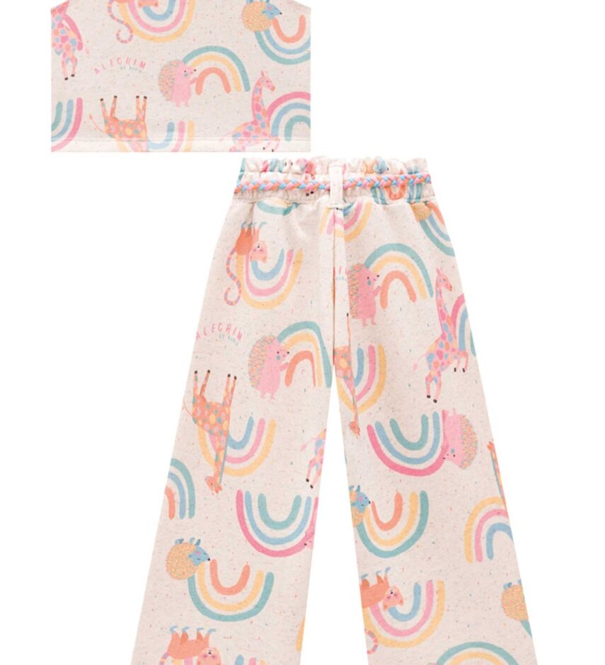 fernandaramoskids com br Conjunto Infantil Feminino Blusa Cropped Calça Pantacourt Estampado 3