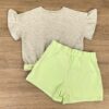 fernandaramoskids com br Conjunto Infantil Feminino Blusa Cropped Cinza Short Saia Verde 4
