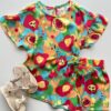 Conjunto Infantil Feminino Blusa Cropped e Short Estampa Floral Fernanda Ramos Kids