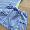 fernandaramoskids com br Conjunto Infantil Feminino Blusa Cropped e Short Saia Azul com Detalhe Verde 1