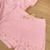 fernandaramoskids com br Conjunto Infantil Feminino Blusa Cropped e Short Saia Rosa 2