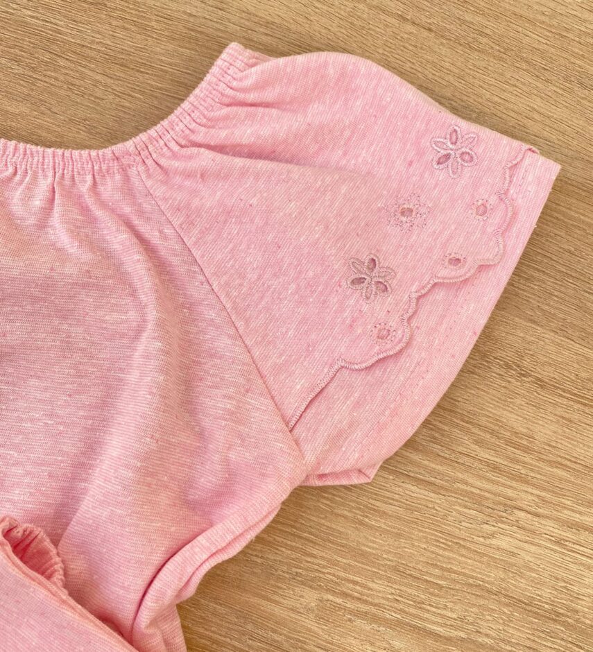 fernandaramoskids com br Conjunto Infantil Feminino Blusa Cropped e Short Saia Rosa 3