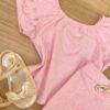 fernandaramoskids com br Conjunto Infantil Feminino Blusa Cropped e Short Saia Rosa 4