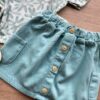 fernandaramoskids com br Conjunto Infantil Feminino Blusa Cropped Estampa Floral Short Saia Verde 1