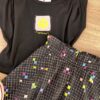 fernandaramoskids com br Conjunto Infantil Feminino Blusa Cropped Preto e Short Saia 1