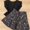 fernandaramoskids com br Conjunto Infantil Feminino Blusa Cropped Preto e Short Saia 2