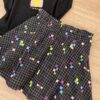 fernandaramoskids com br Conjunto Infantil Feminino Blusa Cropped Preto e Short Saia 4