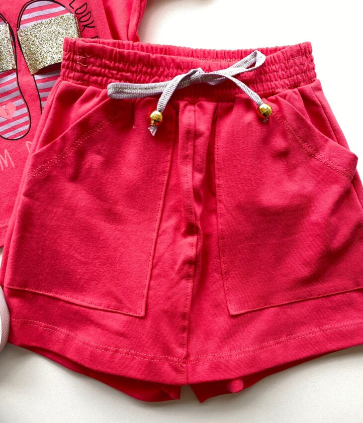 fernandaramoskids com br Conjunto Infantil Feminino Blusa Cropped Rosa e Short Saia Rosa 2
