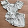 fernandaramoskids com br Conjunto Infantil Feminino Blusa Cropped Short Saia Verde Água 4