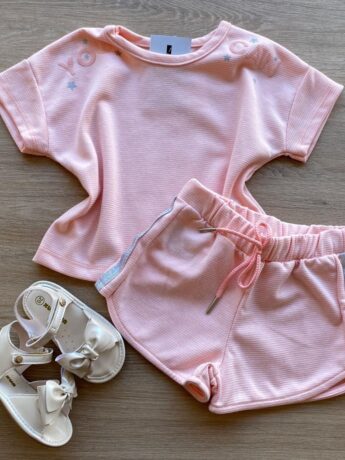 fernandaramoskids com br Conjunto Infantil Feminino Blusa Cropped Short You Can 1