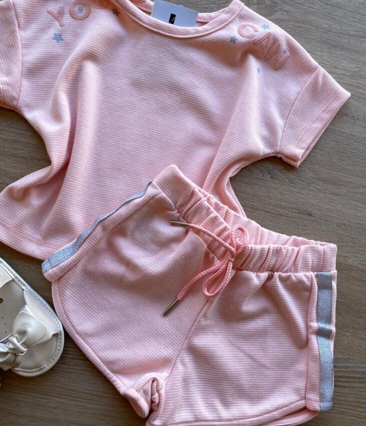 fernandaramoskids com br Conjunto Infantil Feminino Blusa Cropped Short You Can 2