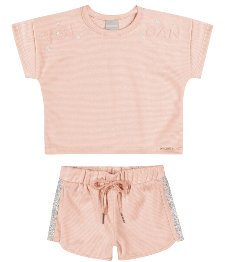 fernandaramoskids com br Conjunto Infantil Feminino Blusa Cropped Short You Can