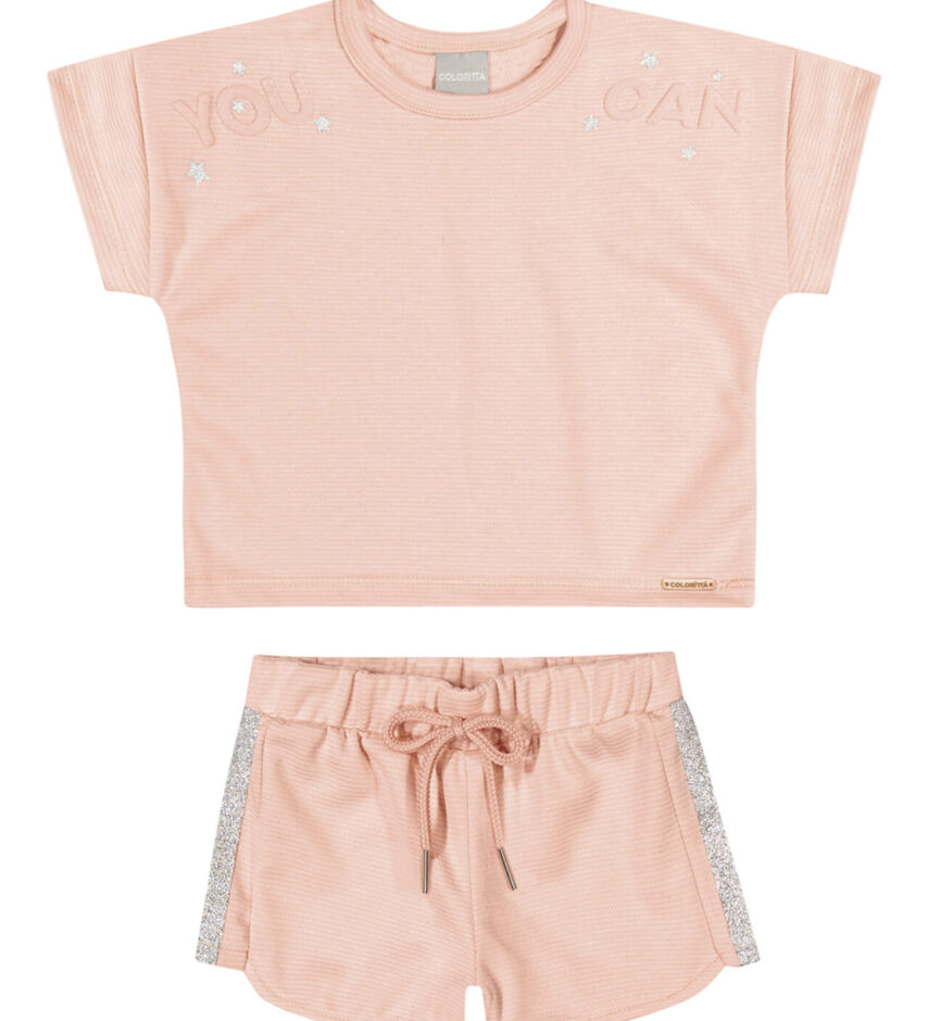 fernandaramoskids com br Conjunto Infantil Feminino Blusa Cropped Short You Can