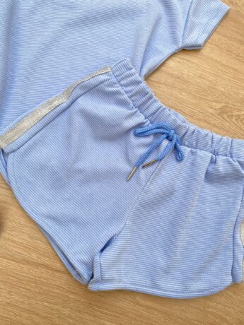 fernandaramoskids com br Conjunto Infantil Feminino Blusa Cropped Short You Can Azul 1