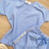 fernandaramoskids com br Conjunto Infantil Feminino Blusa Cropped Short You Can Azul 2