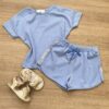 fernandaramoskids com br Conjunto Infantil Feminino Blusa Cropped Short You Can Azul 3