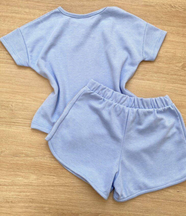 fernandaramoskids com br Conjunto Infantil Feminino Blusa Cropped Short You Can Azul 4