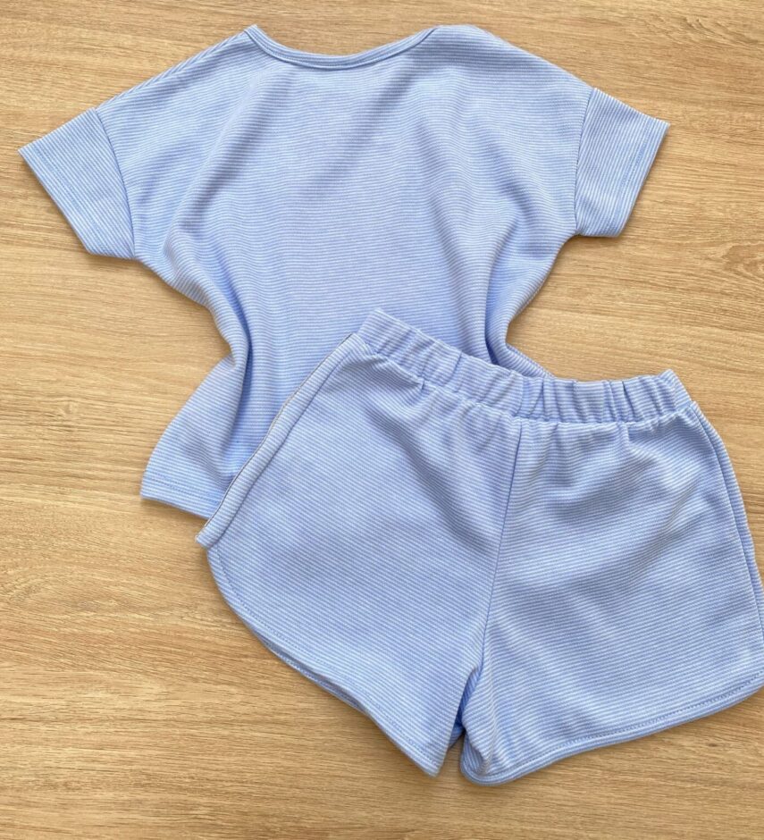 fernandaramoskids com br Conjunto Infantil Feminino Blusa Cropped Short You Can Azul 4