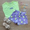 Conjunto Infantil Feminino Blusa Cropped Verde Lima e Short Lilás Fernanda Ramos Kids